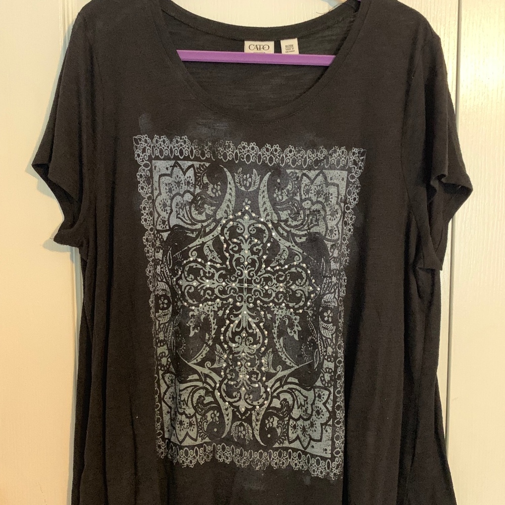 (2/$15)Cato Graphic Tee With Cross Design